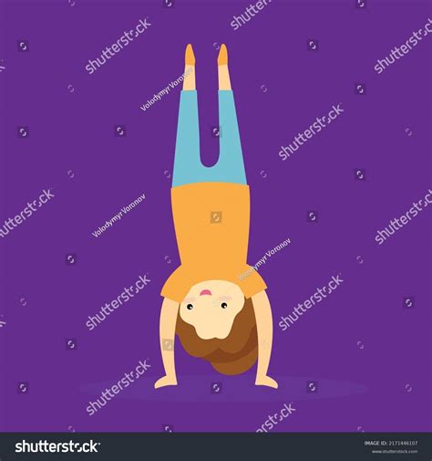 Girl Standing On Her Hands Stock Vector Royalty Free 2171446107