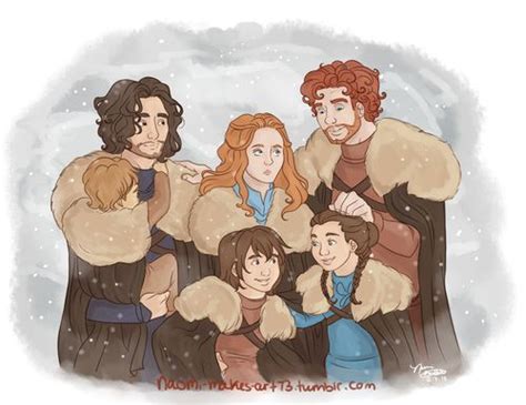 Robb Sansa Arya Bran And Rickon Stark And Jon Snow Game Of Thrones