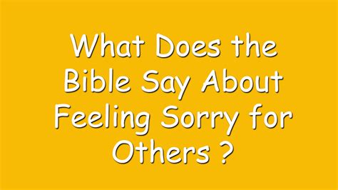 What Does The Bible Say About Feeling Sorry For Others What Does Bible Say