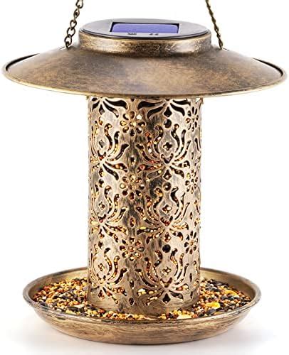 Amazon NEZIN Solar Bird Feeder For Outdoors Hanging Metal