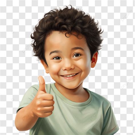 Menino Sorridente Dando Sinal De Positivo Ilustração Clipart PNG