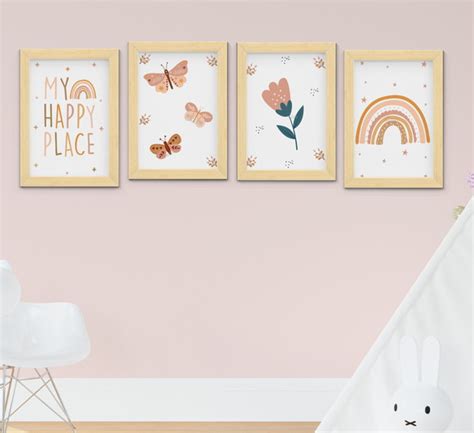 Quadro Infantil Bebê Menina Jardim Borboletas Arco Íris Boho no Elo7