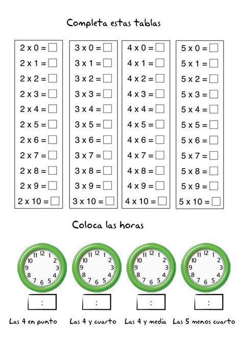 Worksheets Tablas De Multiplicar