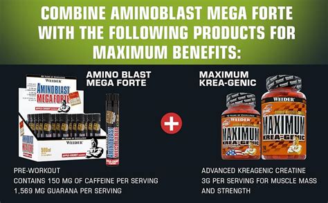 Weider Amino Blast Mega Forte 20 Ampollas De 25ml 500 Ml 20X25