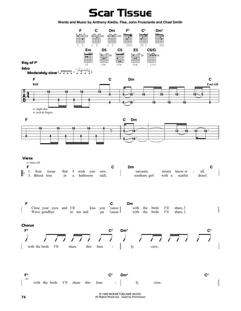 Scar Tissue by Red Hot Chili Peppers - Guitar Cheat Sheet - Guitar ...