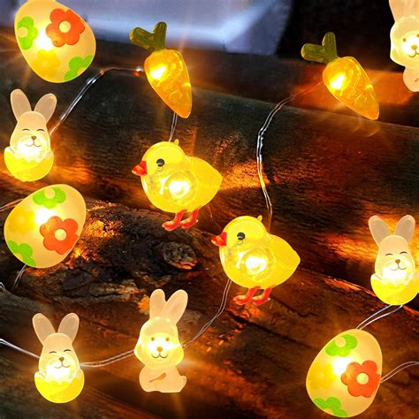 TOPJOWGA Ostern Lichterkette 2M 20LED 3D Micro Ostern Lichterkette