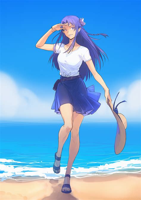 Safebooru 1girl Absurdres Alternate Costume Beach Blue Sweater Braid