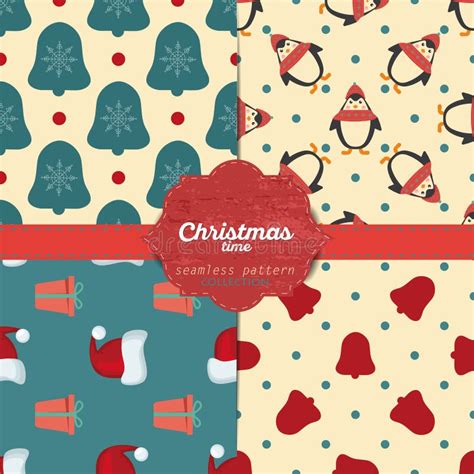 Set Of Christmas Seamless Patterns For Xmas Cards And Gift Wrapping