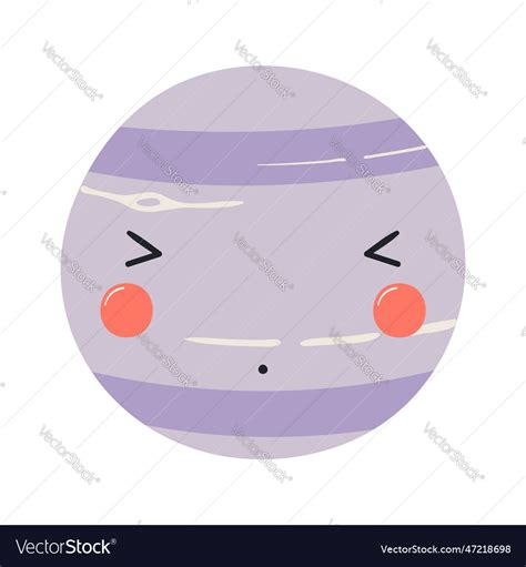 Planet Neptune With Kawaii Face Cute Royalty Free Vector