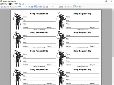 Free Printable Karaoke Song Request Slips Template Printable Templates