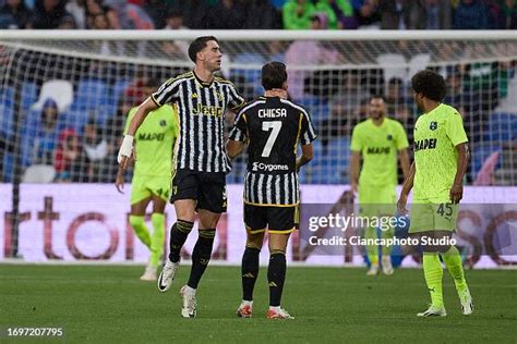 Dusan Vlahovic And Federico Chiesa Of Juventus Celebrates After News