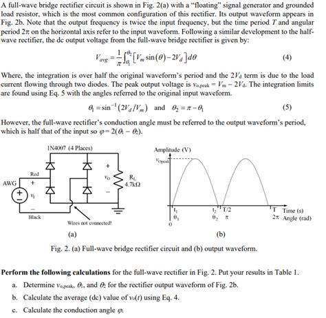 Solved A Full Wave Bridge Rectifier Circuit Is Shown In Fig