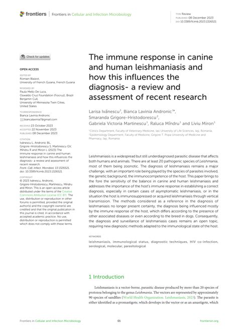 Pdf The Immune Response In Canine And Human Leishmaniasis And How