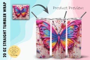 Butterfly 3D Pop Art Tumbler Wrap 16 Graphic By BeeDrawings