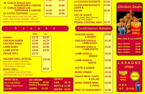 Golden Grill Menu - Kebabs - Burgers - Pizza - No1 in Nottingham UNLIM