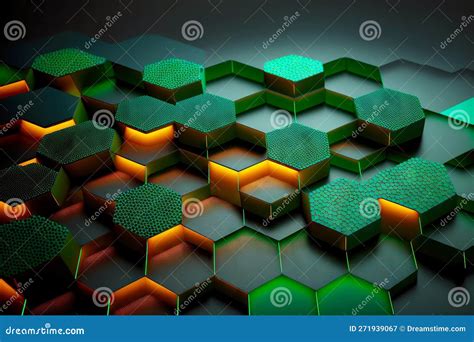 Dark And Light Green Hexagonal Honeycomb Protruding On Surface As D