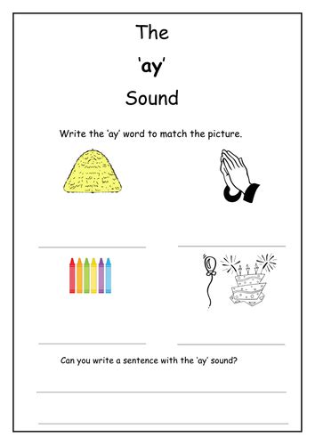 Phonics Ay Sound Worksheet Teaching Resources