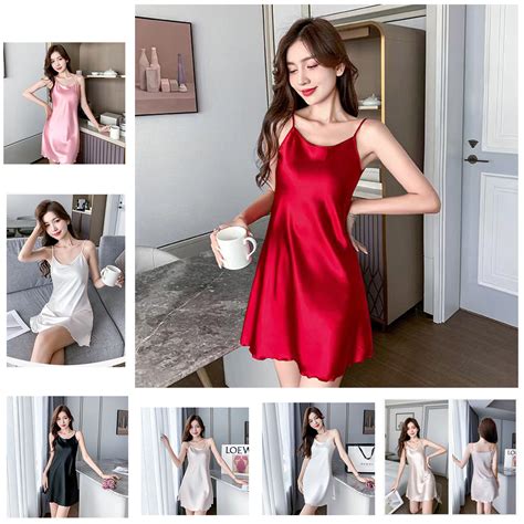 Jual Baju Tidur Daster Wanita Dress Tidur Dress Rumah Dress Satin Silk Premium Sleepwear Santai