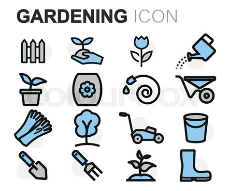 Vector Flat Line Gardening Icons Set Stock Vector Colourbox