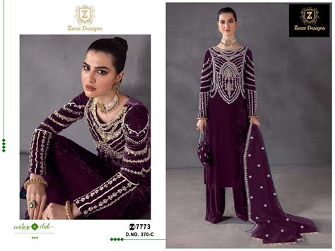 Ziaaz Designs Velvet Suits DN NO 370 Latest Collection