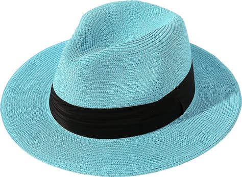 Hlsohjp Women Wide Brim Straw Panama Roll Up Hat Fedora Beach Sun Hat