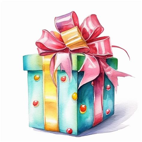 Premium Ai Image Painting Of A Colorful Gift Box With A Bow And A Bow