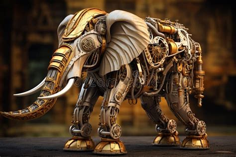 Mechanical Steampunk Elephant Steam Generate Ai Stock Illustration