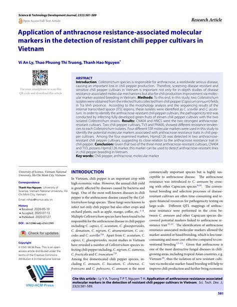 Pdf Application Of Anthracnose Resistance Associated Molecular