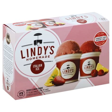 Lindys Homemade Berrylemon Combo Italian Ice 6 6 Fl Oz Cups