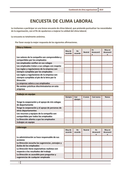 Encuesta De Clima Organizacional Kulturaupice