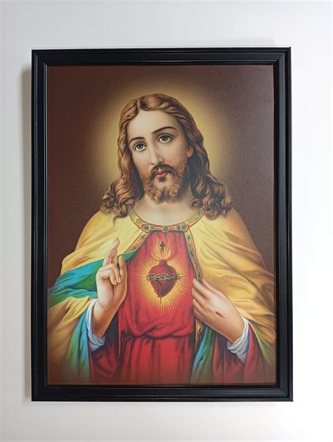 Jesus Christ Sacred Heart Framed Wallframes15x11 Etsy