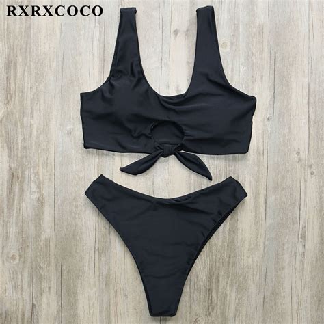 Buy Rxrxcoco Low Waist Bikini 2018 High Rise Knotted Swimwear Women Swimsuit