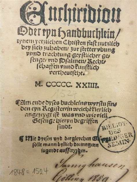 500 Jahre Evangelisches Gesangbuch Jubiläumsjahr 2024