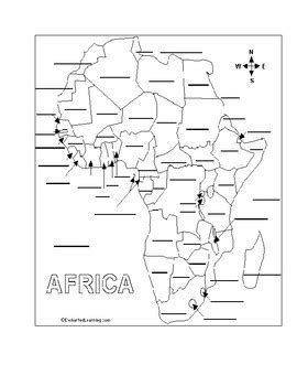 Labeled Physical Features Map Of Africa