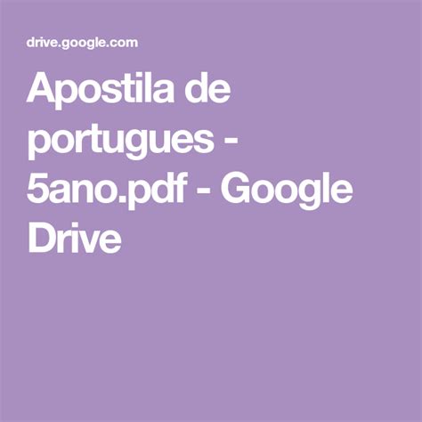 Apostila De Portugues 5ano Pdf Google Drive Google Drive