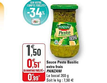 Promo Sauce Pesto Basilic Extra Frais Panzani Chez G Icatalogue Fr