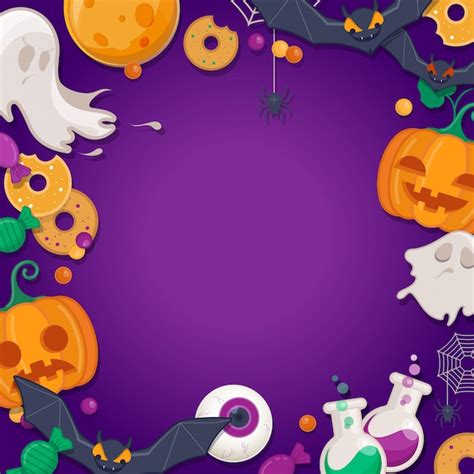 Premium Vector Halloween Background With Cartoon Characters Scary