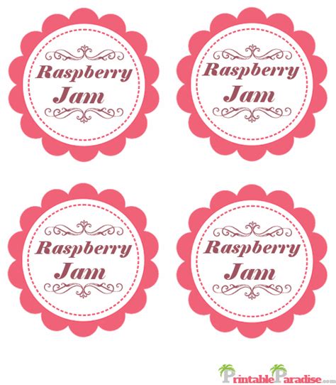 Printable Raspberry Jam Canning Jar Labels