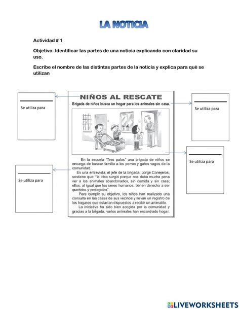 Partes De Una Noticia Texto Informativo Primeros Grados Actividades Interactivas