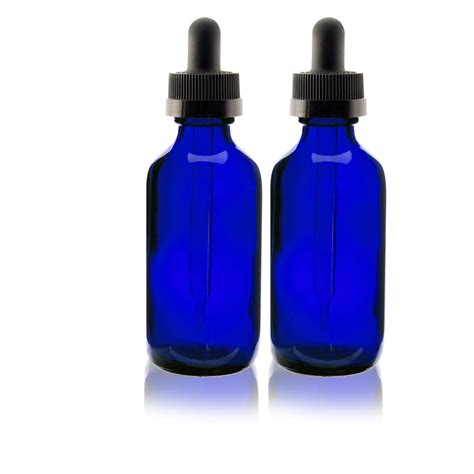 Cobalt Blue 2oz Dropper Bottle 60ml Pack Of 2 Glass Tincture Bottles With Eye Droppers For