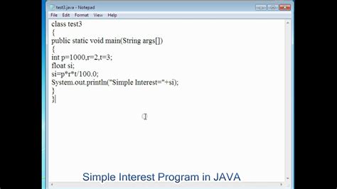 Java Program To Calculate Simple Interest Youtube