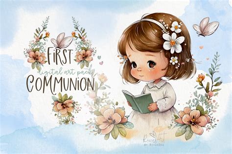 First Communion PNG Clipart Watercolor Gráfico por CosyArtStore by