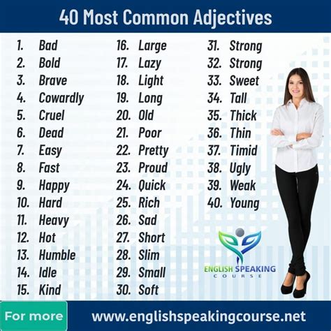 Common Adjectives In English Common Adjectives English Adjectives