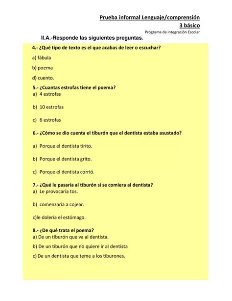 B Sico Prueba Informal Lenguaje Pie Rea Instrumental Lectura