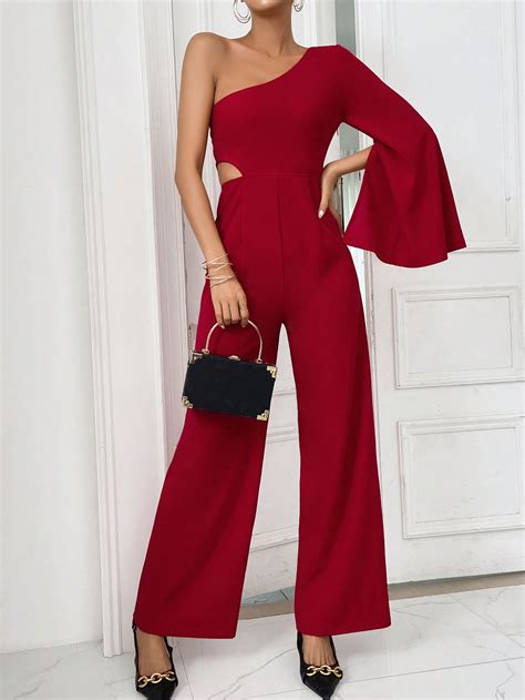 SHEIN Privé Jumpsuit mit weitem Beinschnitt einer Schulter frei