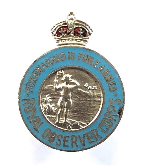 Sally Bosleys Badge Shop Ww Royal Observer Corps Qualification Lapel