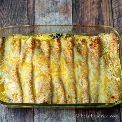 Easy Spinach Enchilada Recipe With Green Sauce Hearth And Vine