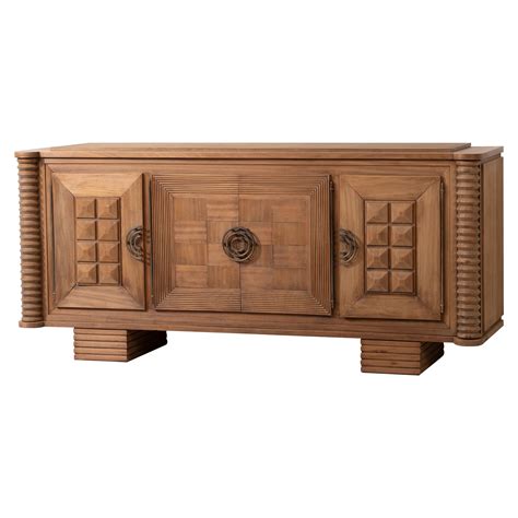 Brutalist Solid Oak Sideboard Dudouyt France 1940s At 1stDibs