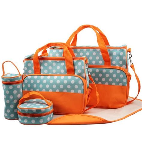 Set de 5pcs Sac à Main Langer Bébé Maman pour Promenade Voyage ORANGE