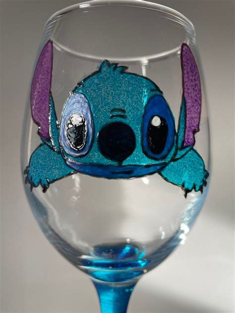 Stitch Lilo And Stitch Bright Large Hand Painted Wine Glass Etsy